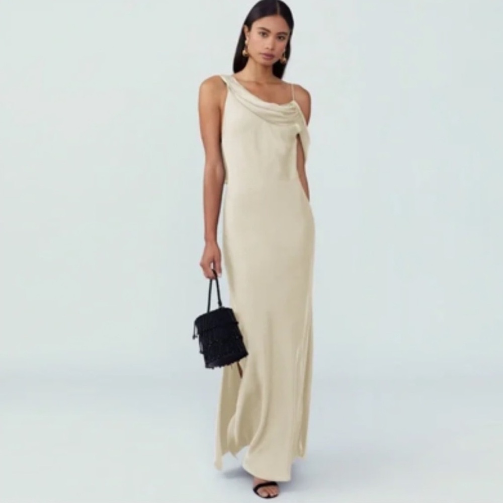 Fame and Partners Francois Dress in Matte Satin Champagne